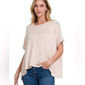 Andrée Ribbed Oversized Short Sleeve Top 1X 2X 3X Stretchy